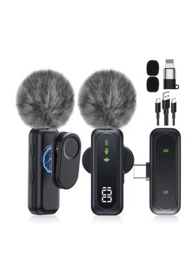 NEW Jubolion Wireless Lavalier Microphone 2 Pack USB-C Lightning 100ft